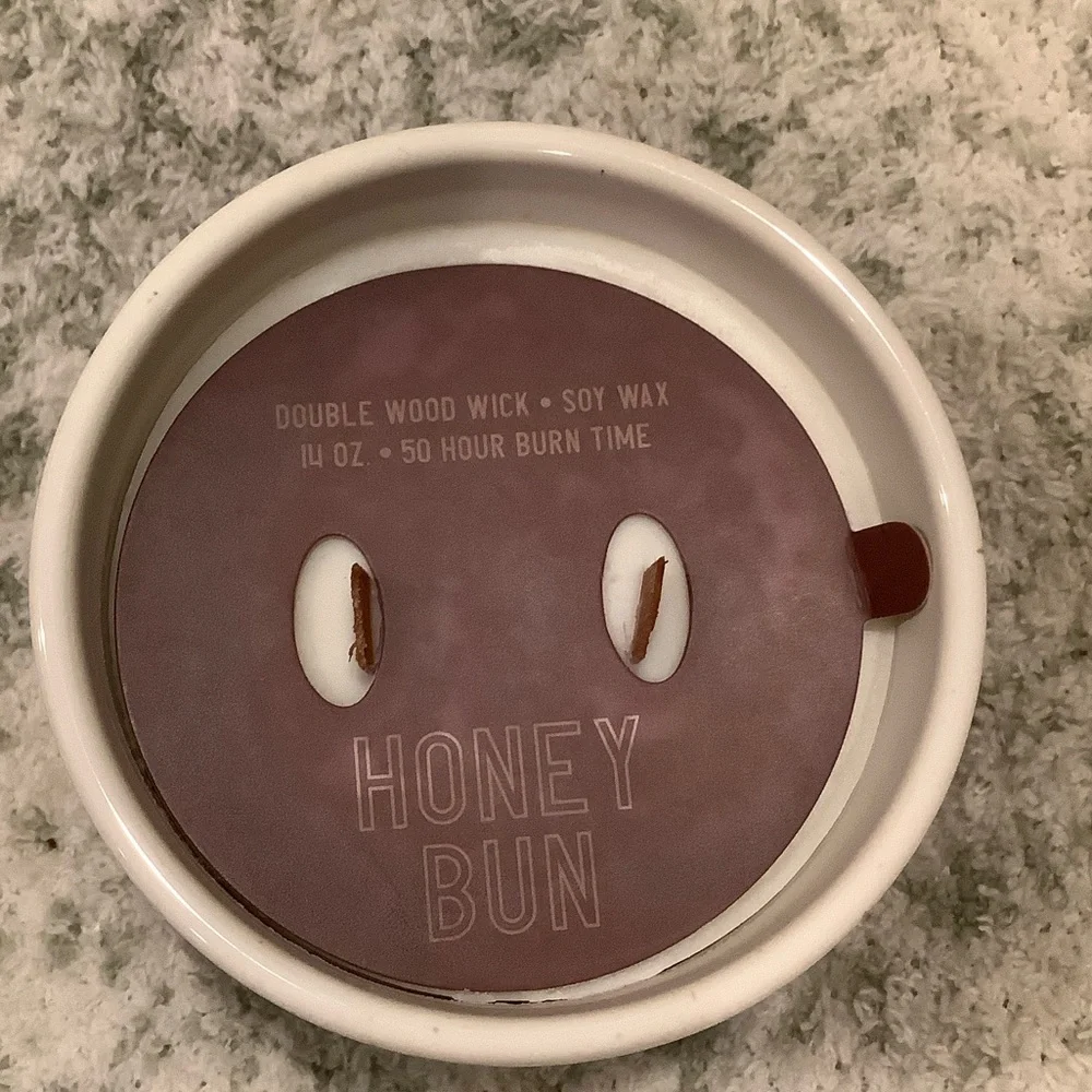 Ceramic Scented Honey Bun Soy Candle NWT 14 oz.   - Brown Gold and White Glazing - Picture 6 of 16